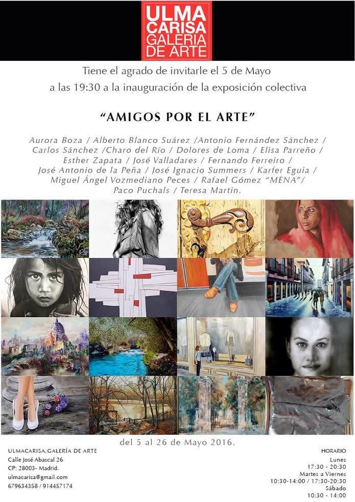 Cartel con lista de artistas, incluida Aurora Boza, y mosaico de obras.