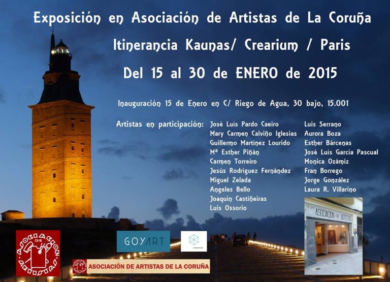 Cartel de la exposición itinerante con listado de artistas participantes.