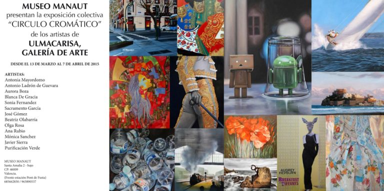Cartel con mosaico de obras y lista de artistas, incluida Aurora Boza.