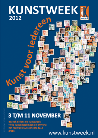 Cartel del evento neerlandés Kunstweek 2012, collage de pequeñas obras