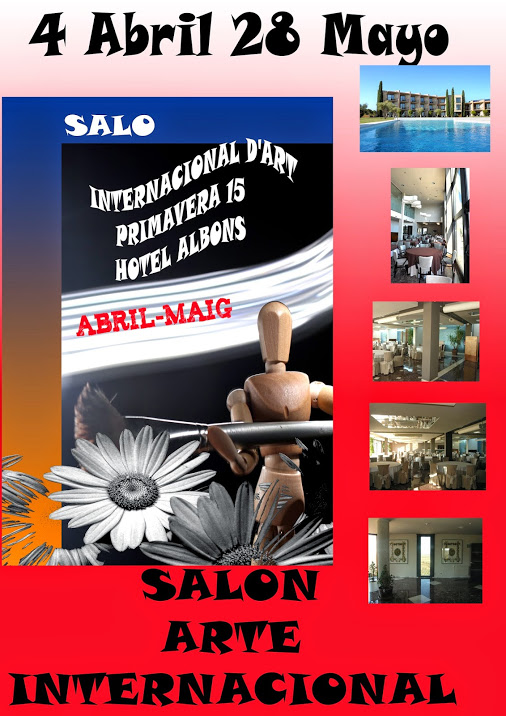 Cartel con fotos del hotel y texto del salón de arte.