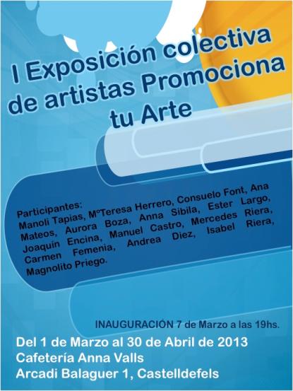Cartel de la I Exposición colectiva Promociona tu Arte con lista de participantes.