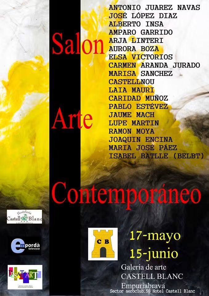 Cartel con lista de artistas participantes, incluida Aurora Boza.